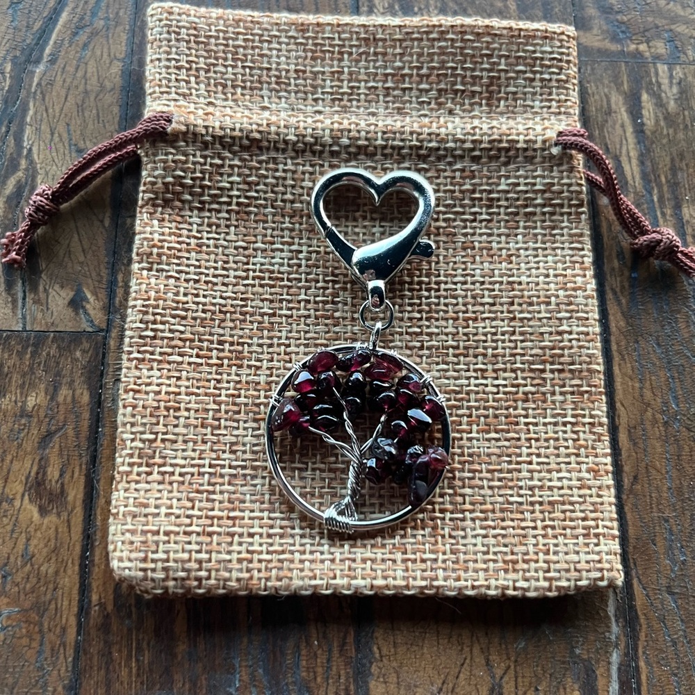 Garnet Bag Charm Garnet Pendant Crystal Bag Charm